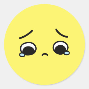 Trauriges Gesicht Gefühl Down Emoji Gelb Runder Aufkleber