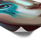 Trauriges Gesicht mit blauen Tränen AI generierte  Poster (Ecke)