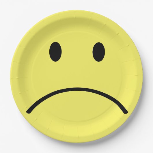 trauriges Gesicht Pappteller (Vorderseite)