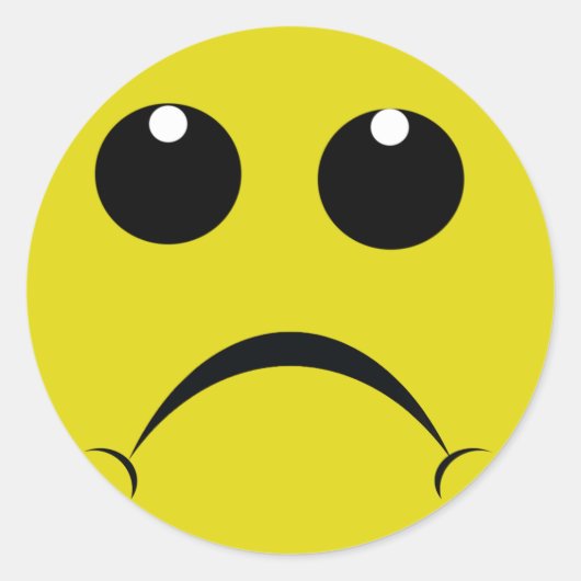 trauriges Gesicht Runder Aufkleber (Vorderseite)