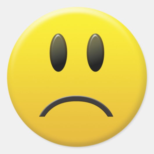 trauriges Gesicht Runder Aufkleber (Vorderseite)