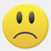 trauriges Gesicht Runder Aufkleber (Vorderseite)