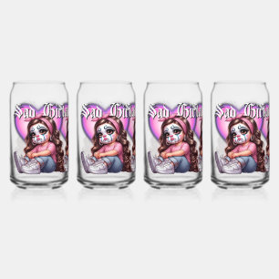 trauriges Girl Graphic Design Dosenglas