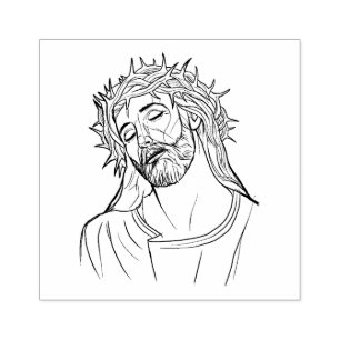 Trauriges JesusDornenkrone Gummistempel