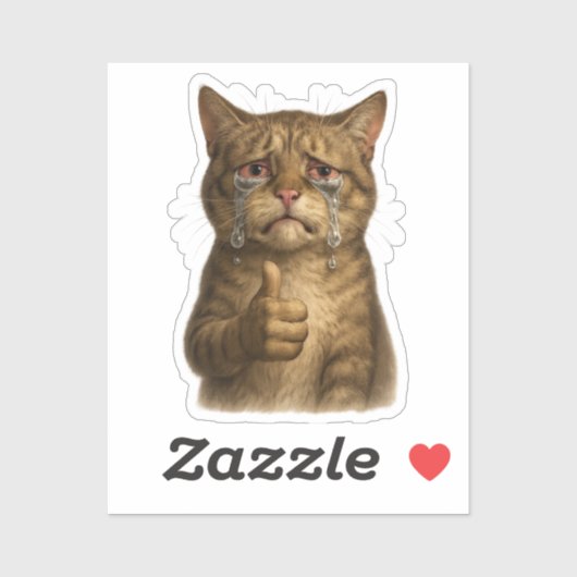 Trauriges Kitty Daumen Hoch Meme Aufkleber (Blatt)