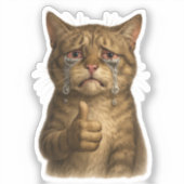 Trauriges Kitty Daumen Hoch Meme Aufkleber (Vorderseite)