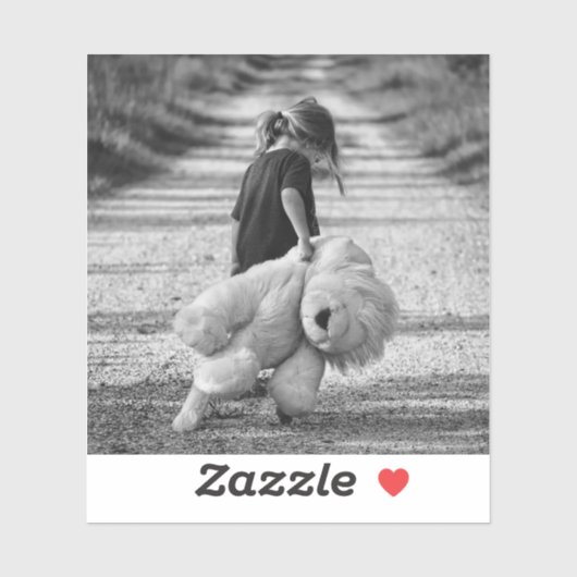 trauriges Mädchen, das mit Bär spaziert Aufkleber (Blatt)