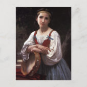 Trauriges Mädchen mit Tambourine Postkarte (Vorderseite)