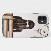 Trauriges Mädchen sitzt allein auf Bleistifskizze Case-Mate iPhone Hülle (Rückseite (Horizontal))