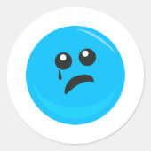 Trauriges Niedliches Gesicht Runder Aufkleber (Vorderseite)