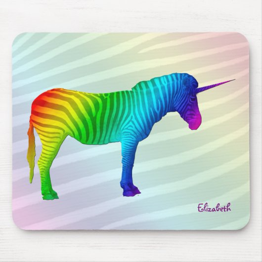 Trauriges Regenbogenzebra-Einhorn Mousepad (Vorne)