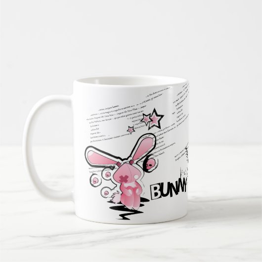 Trauriges rosa Lillte Häschen Kaffeetasse (Links)