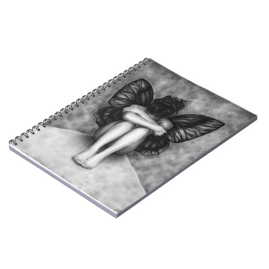 Trauriges Schmetterlings-Mädchen-Notizbuch Notizblock (Linke Seite)