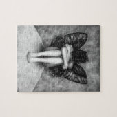 Trauriges Schmetterlings-Mädchen-Puzzlespiel Puzzle (Horizontal)