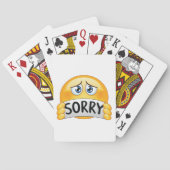 Trauriges Sorry Emoji Gesicht mit Entschuldigungss Spielkarten (Rückseite)
