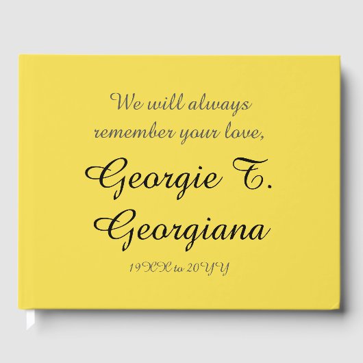 Trauriges und respektable Memorial Guestbook Gästebuch (Vorderseite)