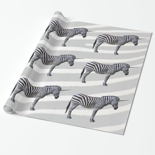 Trauriges Zebra-Einhorn-Packpapier Geschenkpapier (Ungerollt)