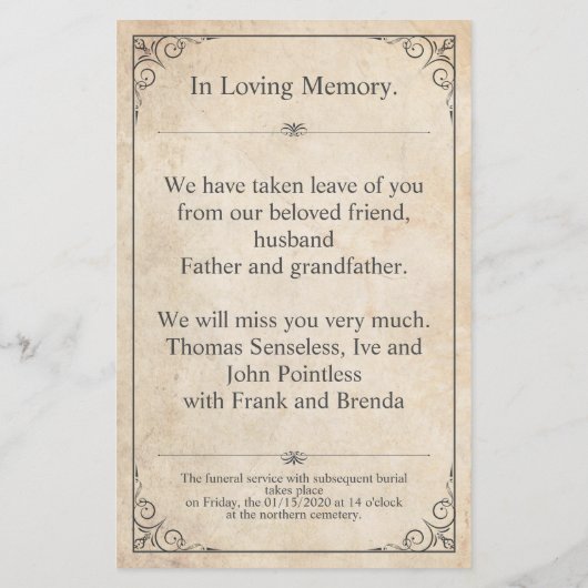 Traurigkeit kann nicht gesehen werden - Beerdigung (Rückseite)