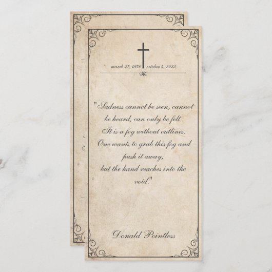 Traurigkeit kann nicht gesehen werden - Beerdigung (Vorne/Hinten)