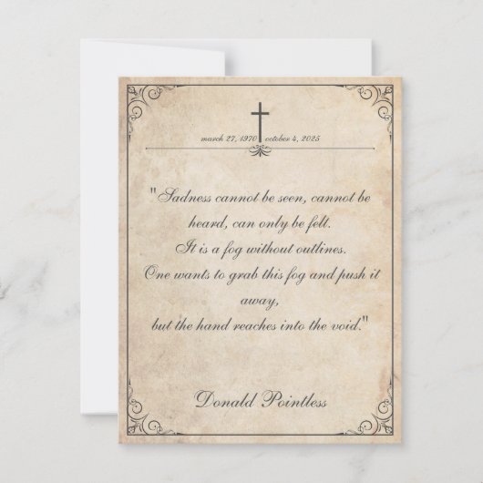 Traurigkeit kann nicht gesehen werden - Beerdigung (Vorderseite)