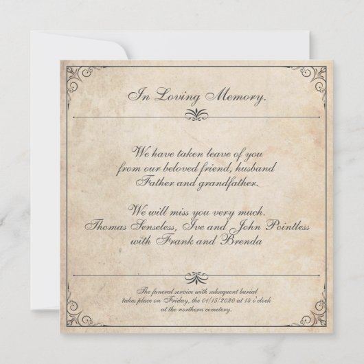 Traurigkeit kann nicht gesehen werden - Beerdigung (Rückseite)