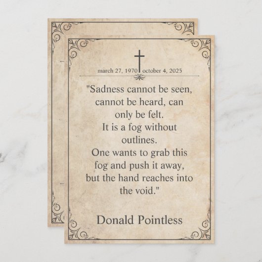 Traurigkeit kann nicht gesehen werden - Beerdigung (Vorne/Hinten)