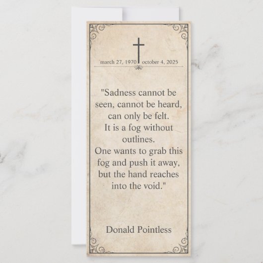 Traurigkeit kann nicht gesehen werden - Beerdigung (Vorderseite)