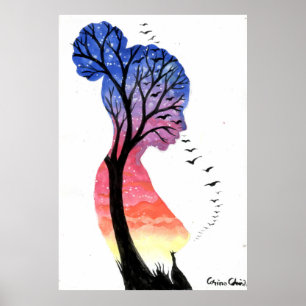 Traurigkeit oder Gefühl blau Poster