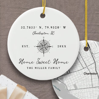 Trautes Heim Breitengrad Längengrad Personalisiert Keramik Ornament