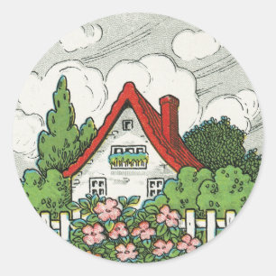 Trautes Heim Cottage Runder Aufkleber