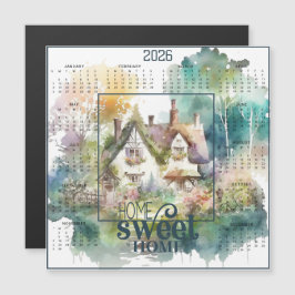Trautes Heim Wasserfarben Cottage Magnetkarte