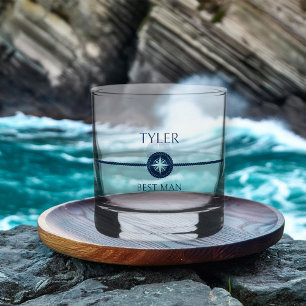 Trauung am Meer im nautischen Stil Trauzeuge des B Whiskyglas