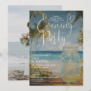 Trauung am Strand Mason Jar Abendparty Foto Einladung