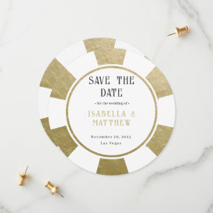 Trauung am Traumziel Gold Poker Chip Save The Date