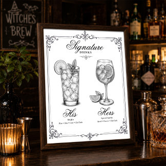Trauungs-Signature-Drinks His and Hers Poster