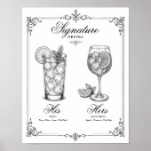 Trauungs-Signature-Drinks His and Hers Poster (Vorne)