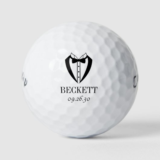 Trauungsfeier Schwarzer Smoking mit Fliege Golfball (Vorderseite)