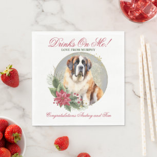 Trauungsservietten mit St. Bernhardshunden Foto Serviette