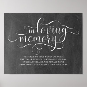 Trauzeichen 'In Loving Memory' Gedenktafel Poster