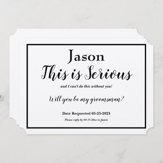 Trauzeuge-Anforderung Dies ist die Option "Serienn Einladung (Vorne/Hinten)