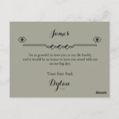 Trauzeuge-Anforderungskarte für den rosafarbenen D Postkarte (Rückseite)