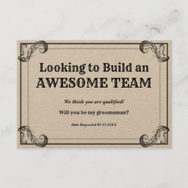 Trauzeuge-Anfrage Vintages Bullen eines Teams Einladung