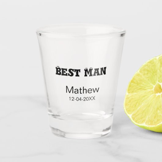 Trauzeuge-Bachelor-Partei hinzufügen Namensdatum e Schnapsglas (Vorderseite)