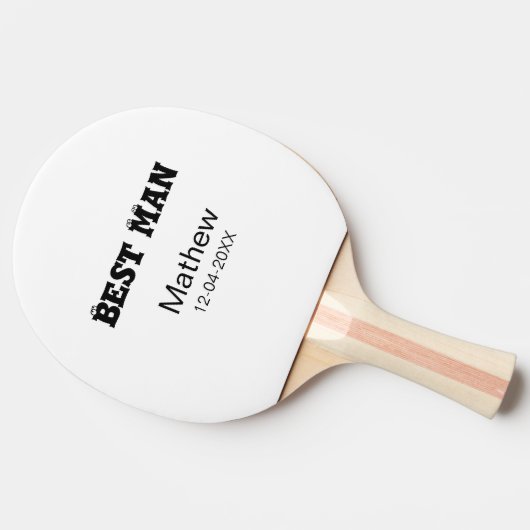 Trauzeuge-Bachelor-Partei hinzufügen Namensdatum e Tischtennis Schläger (Seitenansicht)