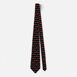 Trauzeuge Black and White Red Hearts Neck Tie Krawatte