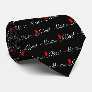 Trauzeuge Black and White Red Hearts Neck Tie Krawatte