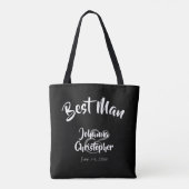 Trauzeuge Black Bold Script Wedding Swag Tasche (Rückseite)