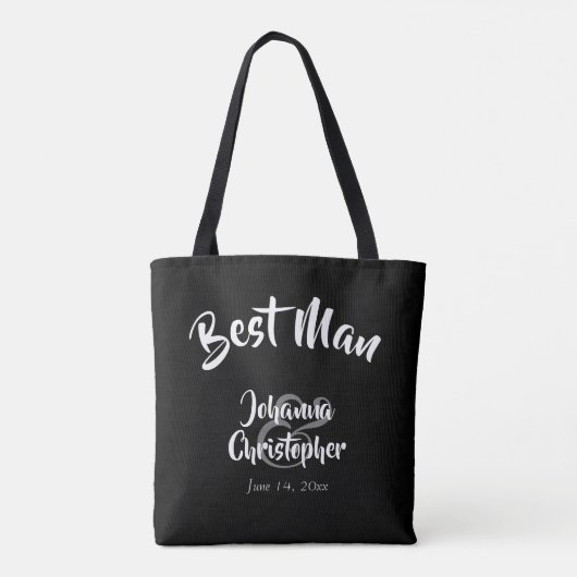 Trauzeuge Black Bold Script Wedding Swag Tasche (Rückseite)