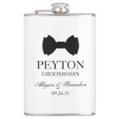 Trauzeuge Black Bow Krawatte Flachmann (Vorderseite)