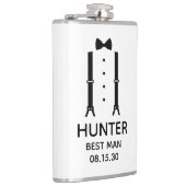 Trauzeuge Black Bow Krawatte Flachmann (Rechts)